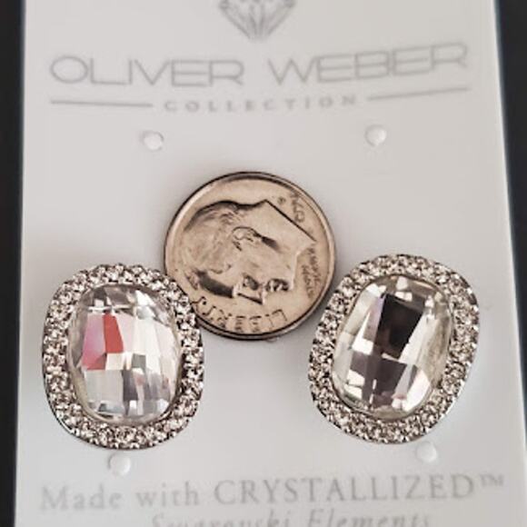 Oliver Weber Pierced Earrings with Swarovski Crystals Facet‎ Cut New with Tags - Picture 5 of 5